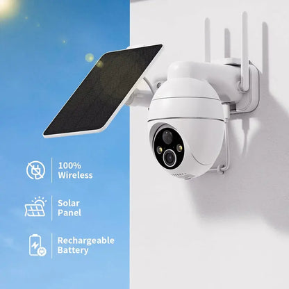 3MP Wireless Wifi Solar Camera for Indoor/Outdoor Security, with 2K HD Full, Battery-Powered Optical Lens & PIR Sensing