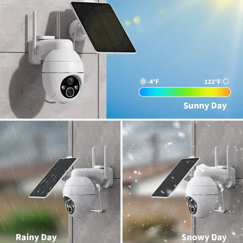 3MP Wireless Wifi Solar Camera for Indoor/Outdoor Security, with 2K HD Full, Battery-Powered Optical Lens & PIR Sensing